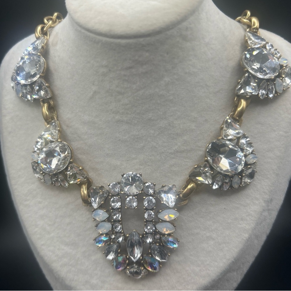Vintage Rhinestone JCREW Necklace Statement Runway Unique Signed Adjustable